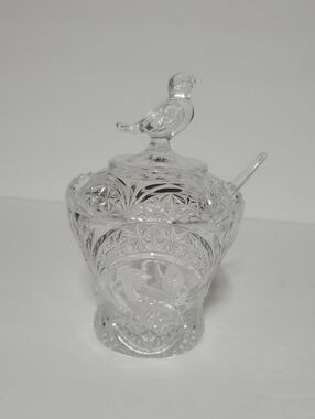 Vtg Hofbauer Byrdes Crystal Jam Jar